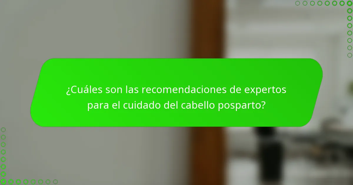¿Cuáles son las recomendaciones de expertos para el cuidado del cabello posparto?