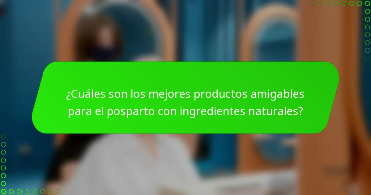 ¿Cuáles son los mejores productos amigables para el posparto con ingredientes naturales?