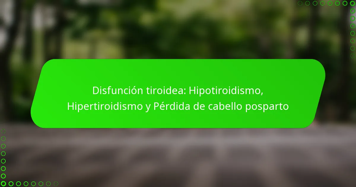 Disfunción tiroidea: Hipotiroidismo, Hipertiroidismo y Pérdida de cabello posparto