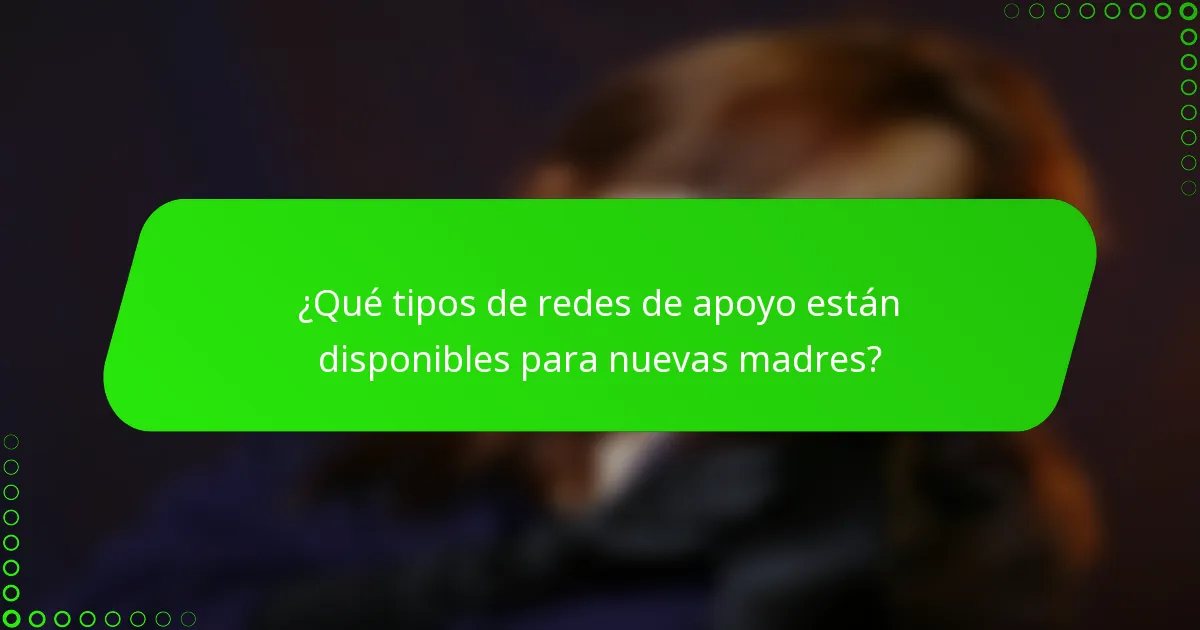 ¿Qué tipos de redes de apoyo están disponibles para nuevas madres?